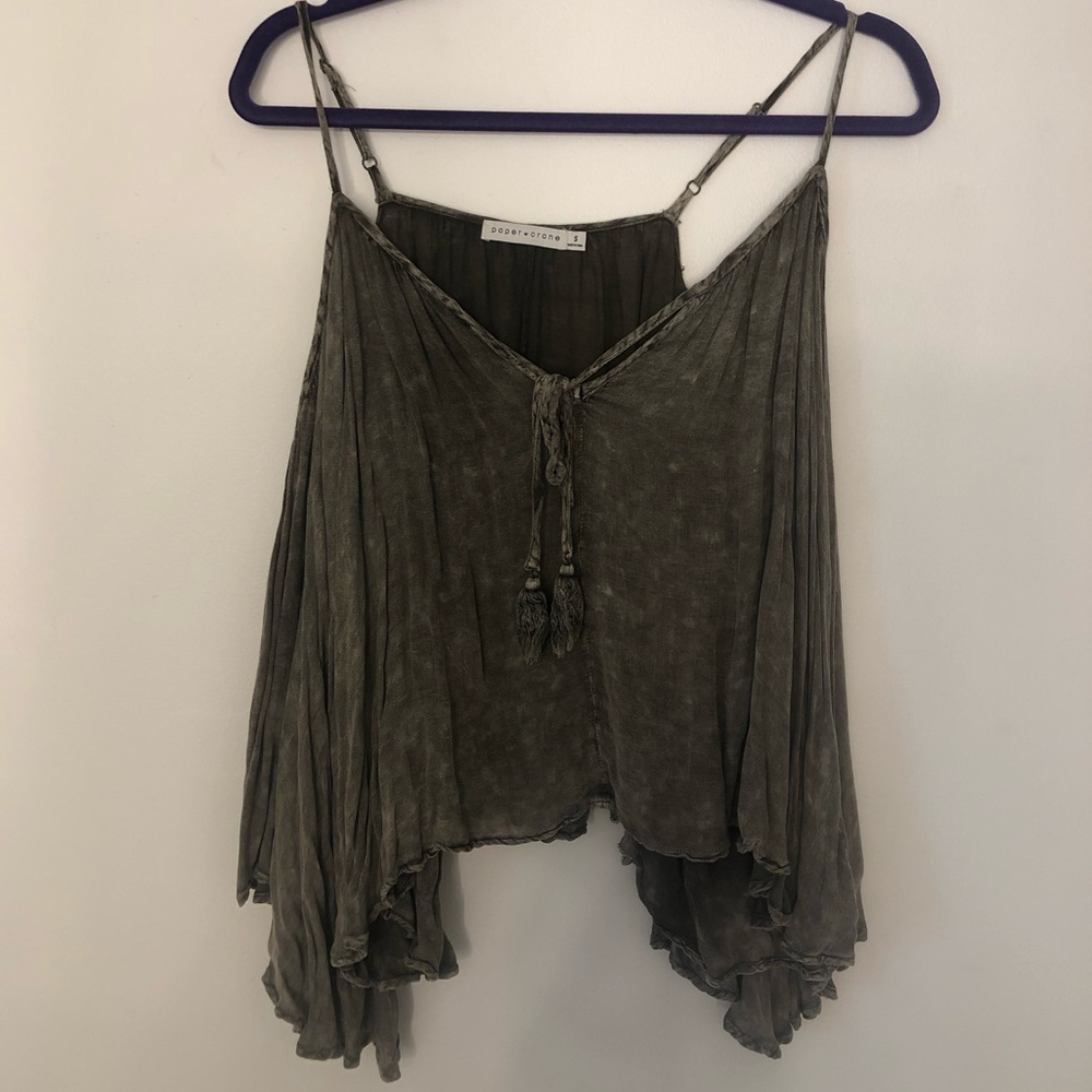 Distressed cold shoulder blouse